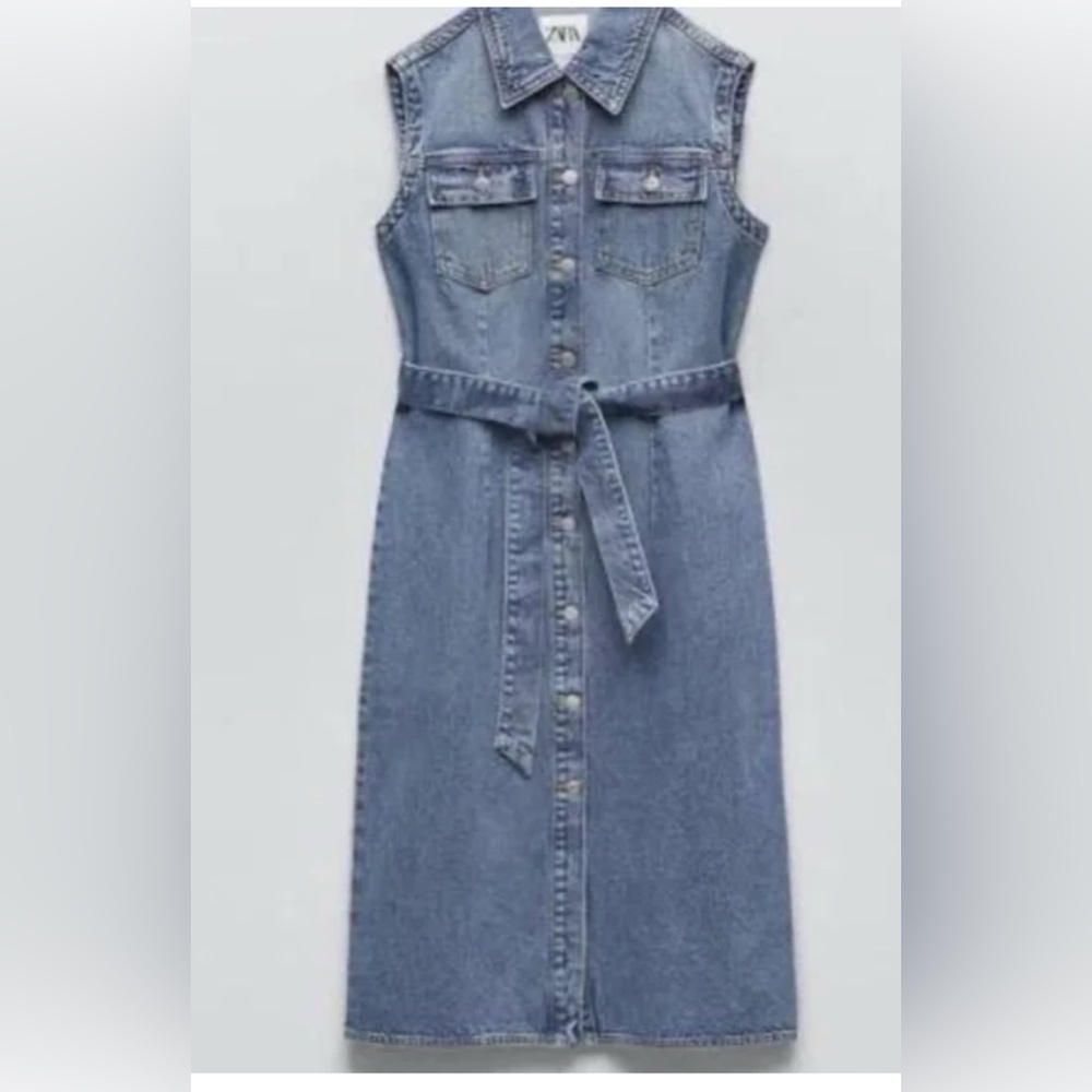 Zara Indigo Denim Sleeveless Dress